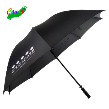 Schwarzer Farbe Gummi gerade Griff Kohlefaser Golf Regenschirm
